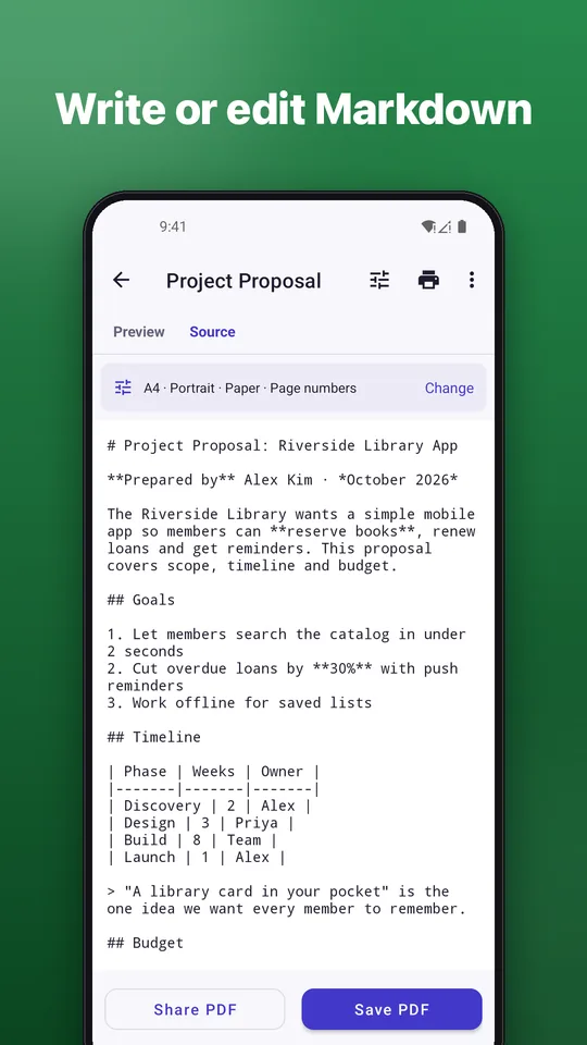 Screenshot: Write or edit Markdown